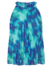 Yours Curve Blue Abstract Pleated Top - Image 5 of 5