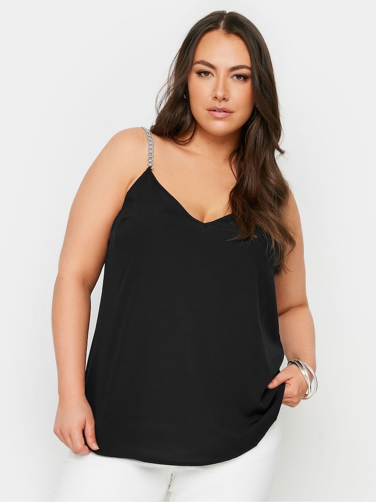 Yours Curve Black Limited Chain Strap Cami - Image 1 of 6
