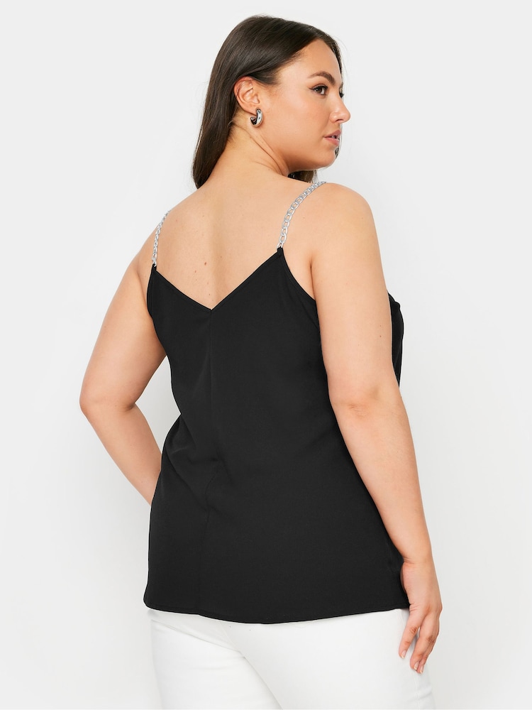 Yours Curve Black Limited Chain Strap Cami - Image 2 of 6
