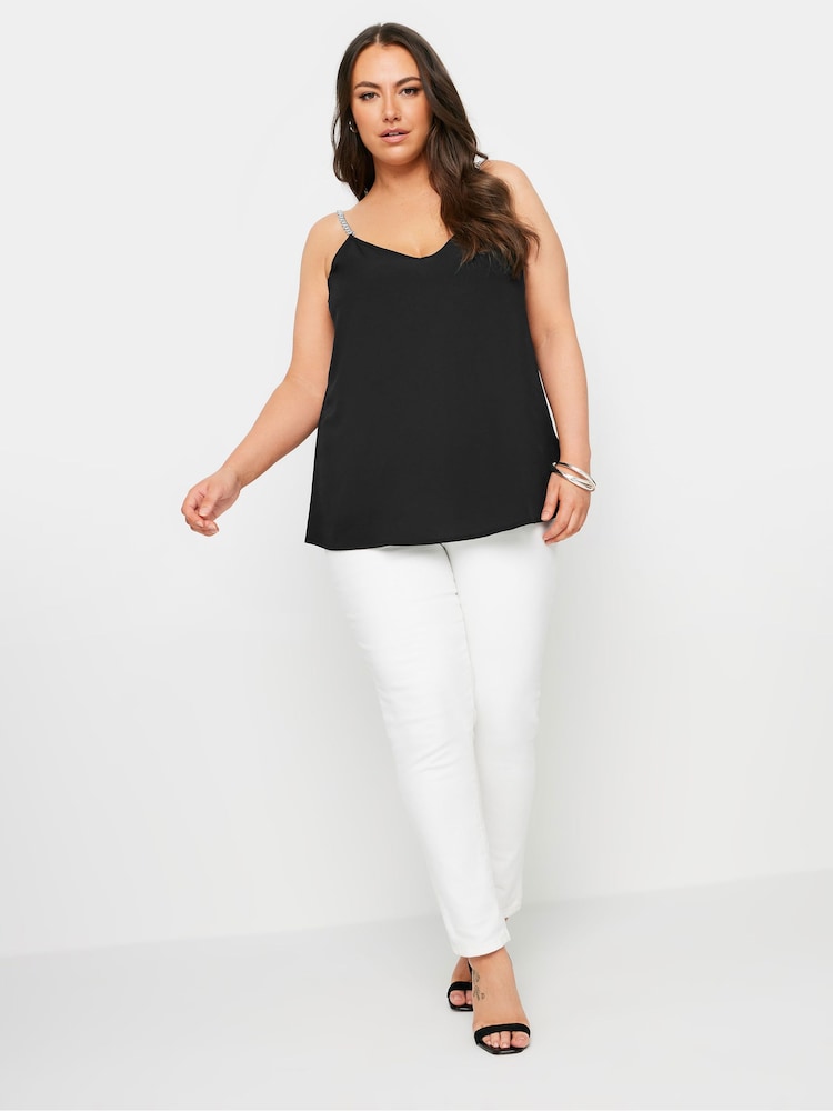 Yours Curve Black Limited Chain Strap Cami - Image 3 of 6