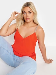 Yours Curve Orange Limited Chain Strap Cami - Image 1 of 6