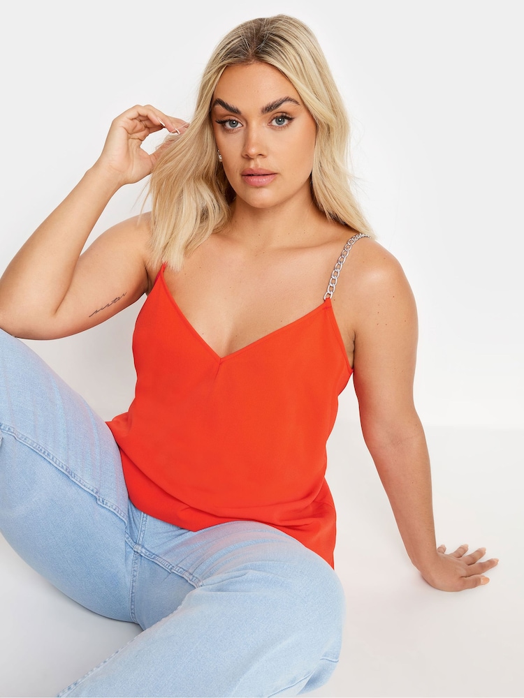 Yours Curve Orange Limited Chain Strap Cami - Image 1 of 6