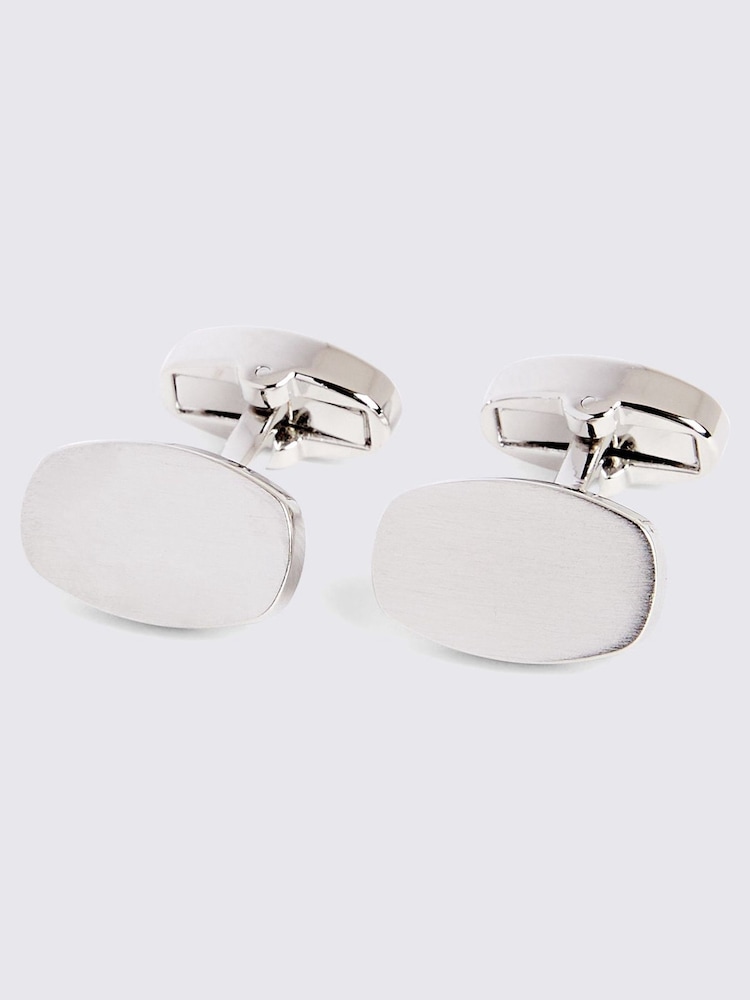 MOSS Grey Brushed Cufflinks - Image 1 of 2