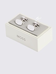 MOSS Grey Brushed Cufflinks - Image 2 of 2