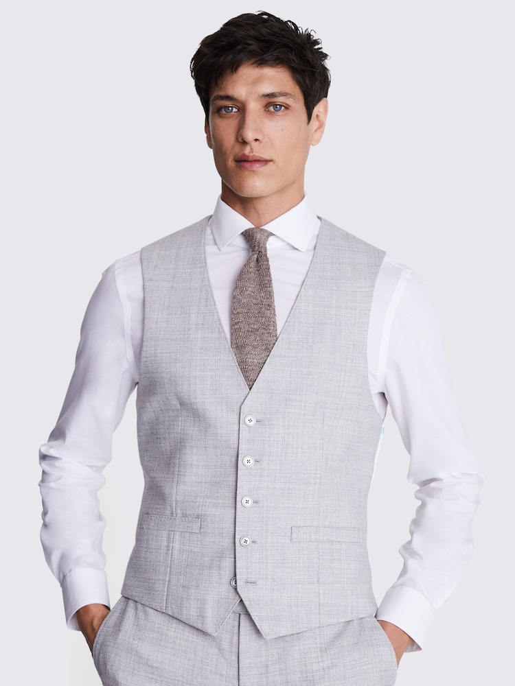 MOSS Grey Light Grey Marl Wct Moss Slim Mixer Waistcoat AUTUMN - Image 1 of 4
