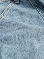 Mid Blue 100% Cotton Cargo Wide Leg Jeans - Image 8 of 8