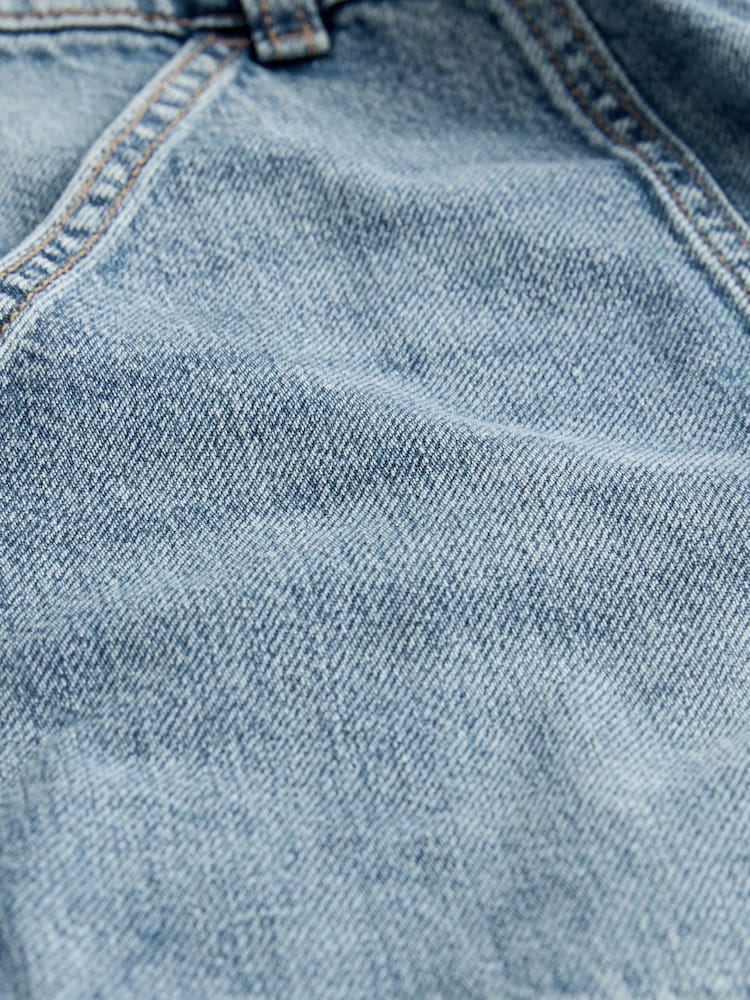 Mid Blue 100% Cotton Cargo Wide Leg Jeans - Image 8 of 8