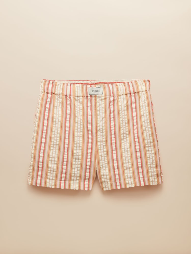 Joules Amara Orange Stripe Pull-On Cotton Shorts - Image 7 of 7