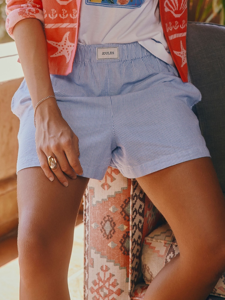Joules Amara Blue Stripe Pull-On Cotton Shorts - Image 1 of 7