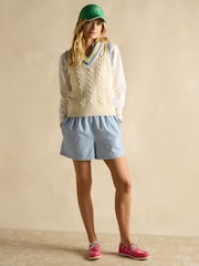 Joules Amara Blue Stripe Pull-On Cotton Shorts - Image 6 of 7