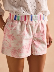 Pink Toile de Jouy - Joules Amara Pull-On Cotton Shorts - Imagen 5 de 14