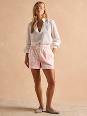 Pink Toile de Jouy - Joules Amara Pull-On Cotton Shorts - Imagen 6 de 14