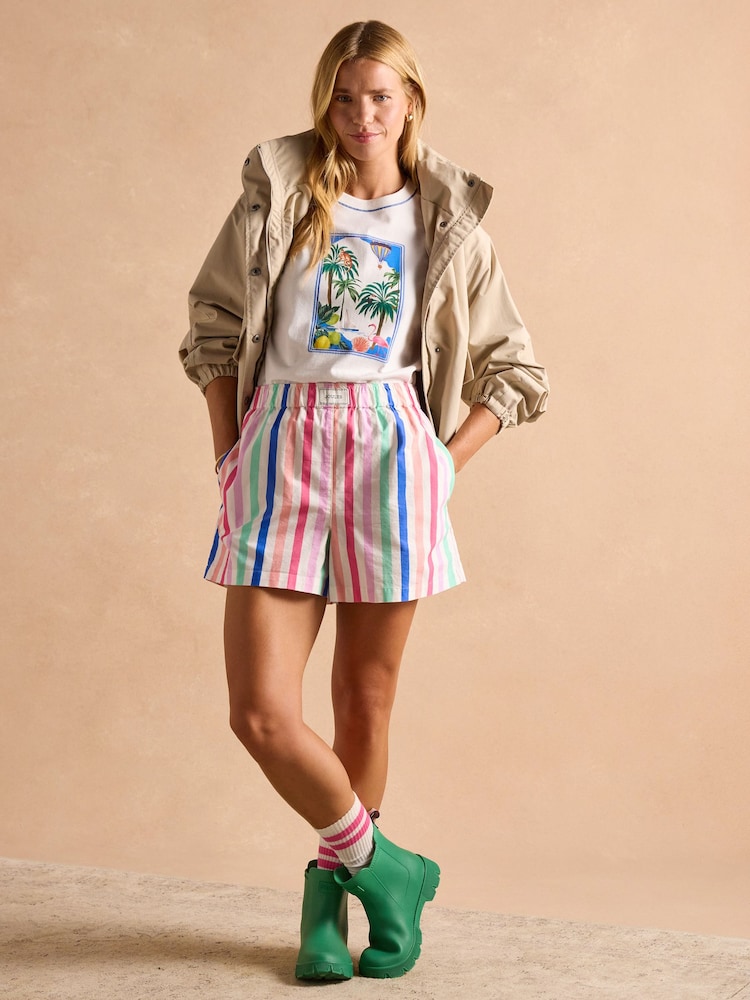 Joules Amara Multi Stripe Pull-On Cotton Shorts - Image 10 of 12