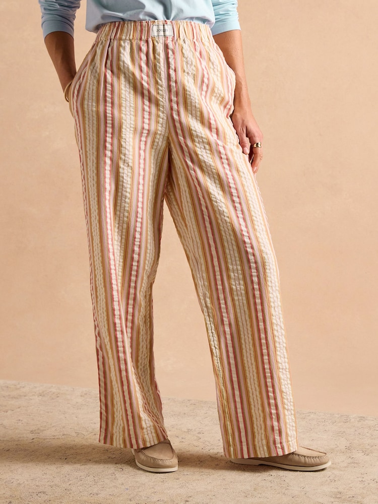 Joules Hallie Orange Stripe Pull-On Cotton Trousers - Image 1 of 14 Joules Hallie Orange Stripe Pull-On Cotton Trousers - Image 1 of 14