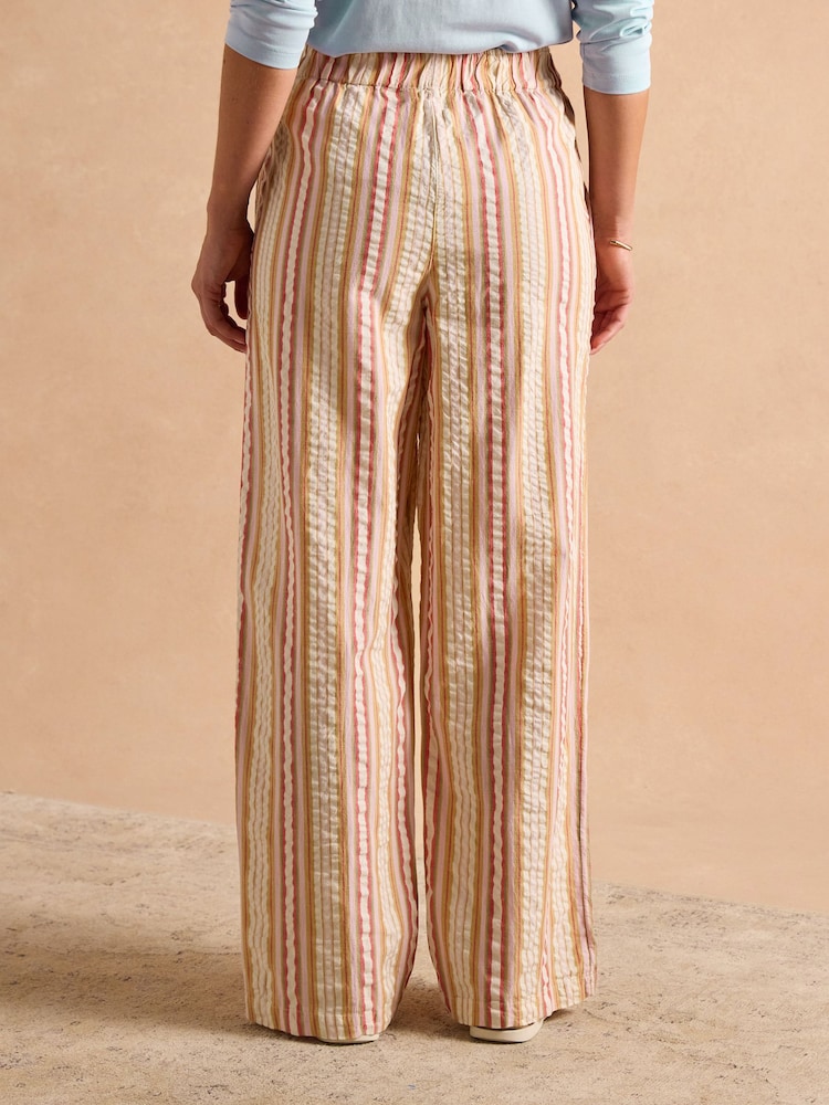 Joules Hallie Orange Stripe Pull-On Cotton Trousers - Image 2 of 14