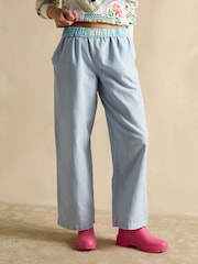 Joules Hallie Blue Stripe Pull-On Cotton Trousers - Image 2 of 9