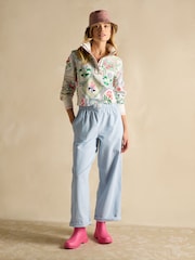 Joules Hallie Blue Stripe Pull-On Cotton Trousers - Image 5 of 9