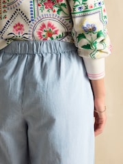 Joules Hallie Blue Stripe Pull-On Cotton Trousers - Image 6 of 9