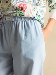 Joules Hallie Blue Stripe Pull-On Cotton Trousers - Image 7 of 9