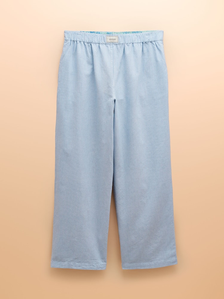 Joules Hallie Blue Stripe Pull-On Cotton Trousers - Image 9 of 9