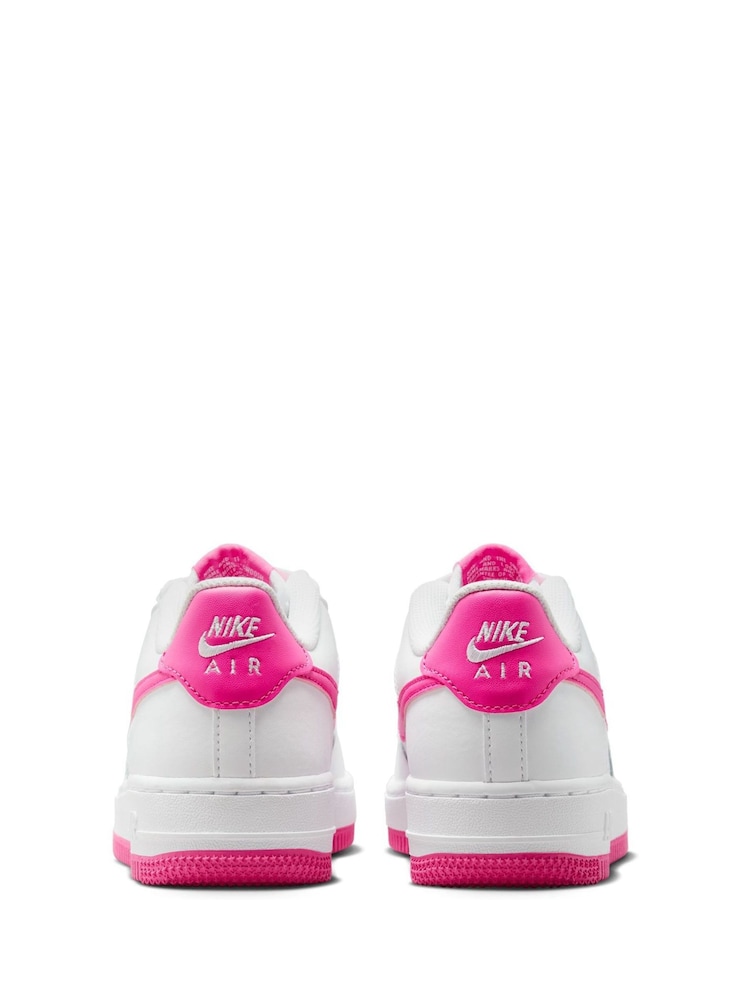 Nike White/Pink Air Force 1 Youth Trainers - Image 4 of 9