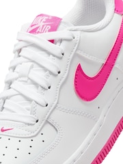 Nike White/Pink Air Force 1 Youth Trainers - Image 8 of 9