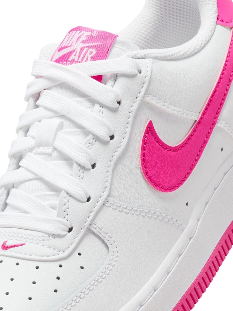 Nike White/Pink Air Force 1 Youth Trainers - Image 8 of 9