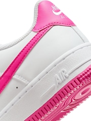 Nike White/Pink Air Force 1 Youth Trainers - Image 9 of 9