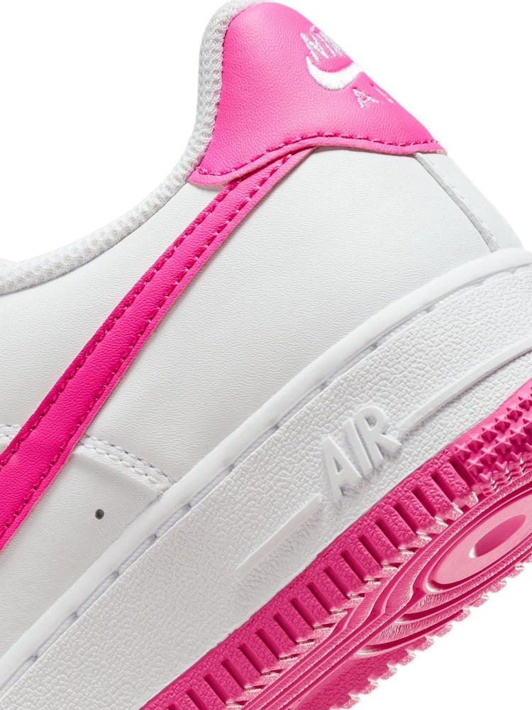 Nike White/Pink Air Force 1 Youth Trainers - Image 9 of 9
