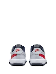 Nike Grey/Red Junior Air Force 1 Lv8 EasyOn Trainers - Image 2 of 11