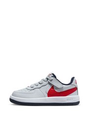 Nike Grey/Red Junior Air Force 1 Lv8 EasyOn Trainers - Image 6 of 11