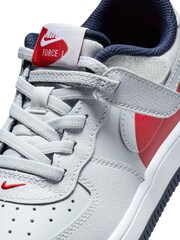 Nike Grey/Red Junior Air Force 1 Lv8 EasyOn Trainers - Image 8 of 11