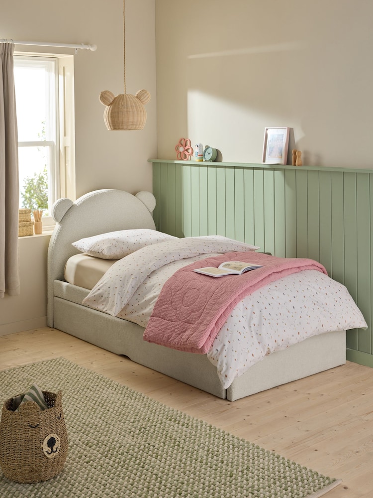 Casual Boucle Natural Oyster Trundle Bed Bertie Bear Kids Upholstered Trundle Bed Frame - Image 1 of 6