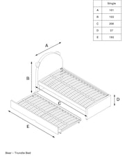 Casual Boucle Natural Oyster Trundle Bed Bertie Bear Kids Upholstered Trundle Bed Frame - Image 4 of 6