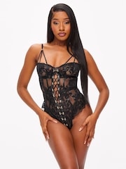 Ann Summers Black Boudoir Tease Lace Detail Teddy - Image 1 of 4