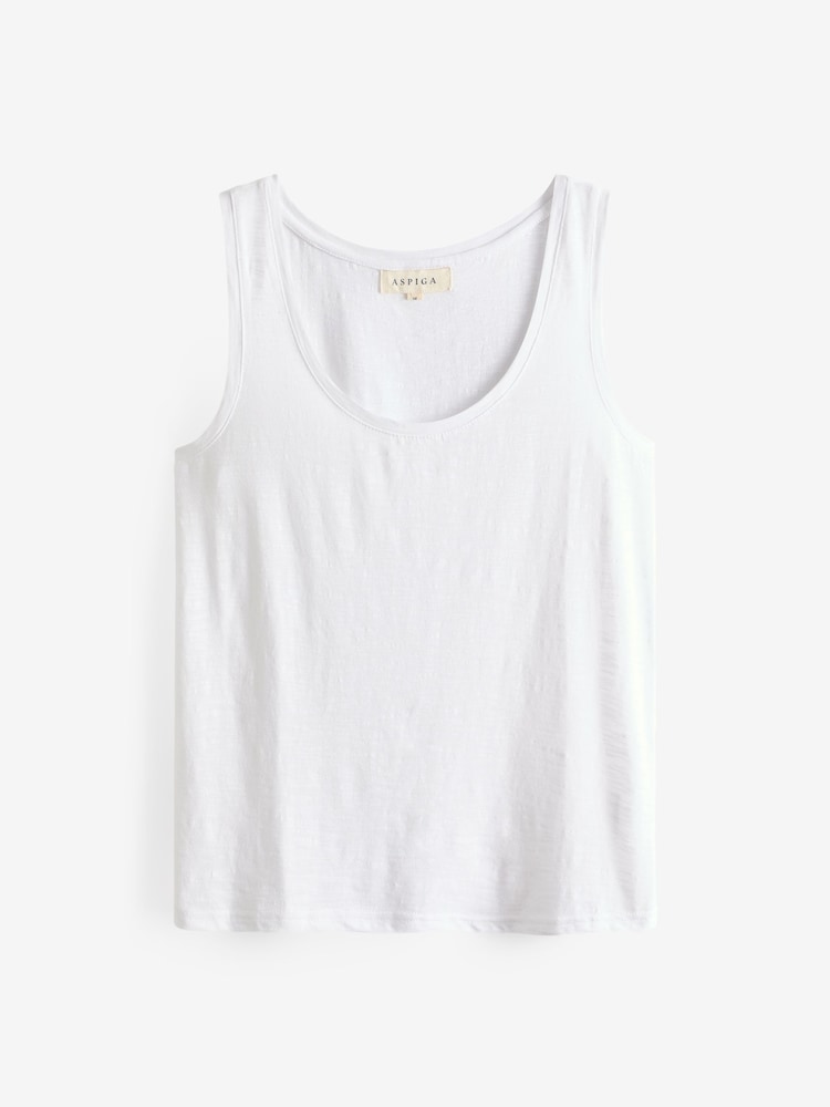 Aspiga White 100% Cotton Vest Top - Image 3 of 3