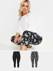 Yours Curve Blue Cropped Leggings 2 Pack - Image 1 of 6