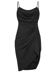 Yours Curve Black LONDON Curve Cowl Neck Gathered Dress - Image 5 of 5