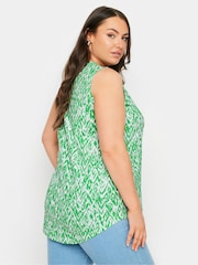 Yours Curve Green Sleeveless Pintuck Henley 100% Cotton Vest - Image 3 of 6
