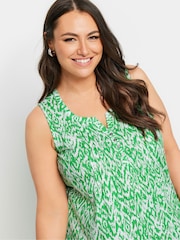 Yours Curve Green Sleeveless Pintuck Henley 100% Cotton Vest - Image 4 of 6