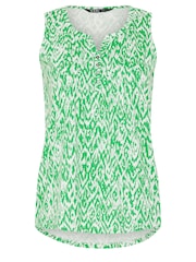 Yours Curve Green Sleeveless Pintuck Henley 100% Cotton Vest - Image 6 of 6