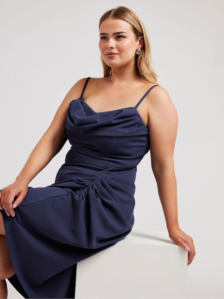 Blau - Yours Curve LONDON Curve Cowl Neck Gathered Dress - Bild 2 von 5 Blau - Yours Curve LONDON Curve Cowl Neck Gathered Dress - Bild 2 von 5