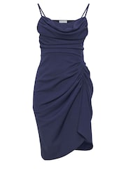 Yours Curve Blue LONDON Curve Cowl Neck Gathered Dress - Image 5 of 5