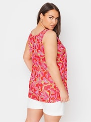 Yours Curve Pink Ground Print Swing Vest Top - Image 3 of 5