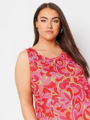 Yours Curve Pink Ground Print Swing Vest Top - Image 4 of 5