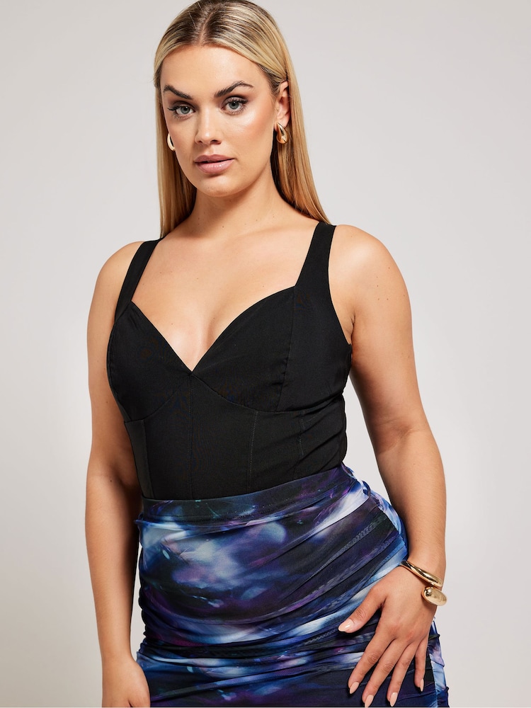 Yours Curve Black Corset Top - Image 1 of 5