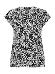 Yours Curve Black 100% Cotton Grown On Sleeve T-Shirt - Image 5 of 5