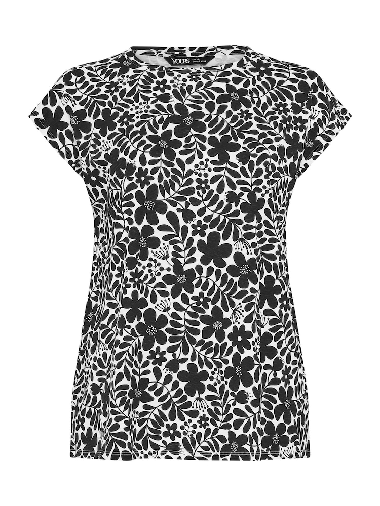 Yours Curve Black 100% Cotton Grown On Sleeve T-Shirt - Image 5 of 5