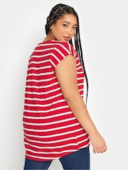 Yours Curve Red 100% Cotton Grown On Sleeve T-Shirt - Image 4 of 6