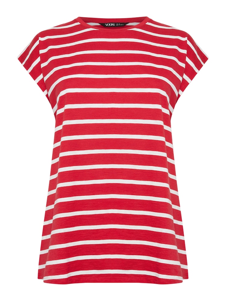 Yours Curve Red 100% Cotton Grown On Sleeve T-Shirt - Image 6 of 6